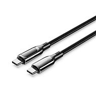 Vention Cotton Braided USB-C 2.0 5A Cable With LED Display 1.2 m Black Zinc Alloy Type - Dátový kábel