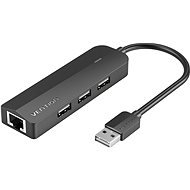Vention 3-Port USB 2.0 Hub with 100Mbps Ethernet Adapter 0.15M Black - Port-Replikator