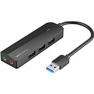Vention 3-Port USB 3.0 Hub with Sound Card and Power Supply 0,15 m Black - USB hub