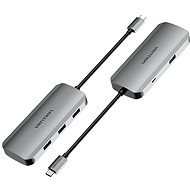 Vention USB-C to USB 3.0× 4 / Micro USB-B Hub 0.15M Gray Aluminum - USB Hub