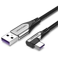 Vention Type-C (USB-C) 90° <-> USB 2.0 5A Cable 0.25M Grey Aluminium Alloy Type - Data Cable
