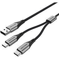 Vention USB 2.0 to Dual USB-C Y-Splitter Cable 0.5m Gray Aluminum Alloy Type - Dátový kábel