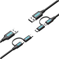Vention USB 2.0 to 2-in-1 Micro USB & USB-C Cable 0.25M Black PVC Type - Data Cable