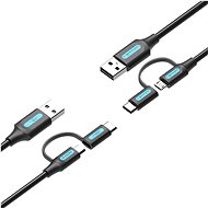 Vention USB 2.0 to 2-in-1 Micro USB & USB-C Cable 2M Black PVC Type - Data Cable