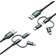 Vention USB 2.0 to 2-in-1 Micro USB & USB-C & Mini USB Cable 1M Black PVC Type - Data Cable