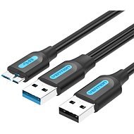 Vention USB 3.0 to Micro USB Cable with USB Power Supply 0.5M Black PVC Type - Data Cable