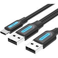 Vention USB 2.0 to USB-C Cable with USB Power Supply 0.5m Black PVC Type - Adatkábel