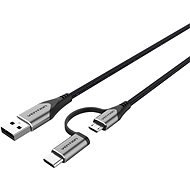 Vention USB 2.0 to 2-in-1 Micro USB & USB-C Cable 1m Gray Aluminum Alloy Type - Dátový kábel