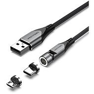 Vention USB 2.0 A Male to 2-in-1 USB-C&Micro-B Male 3A Rotating Magnetic Cable 0.5M szürke - Adatkábel