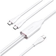 Vention USB 2.0 Type-C Male to 2 Type-C Male 5A Cable Silicone Type, 1,5 m, fehér - Adatkábel