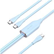 Vention USB 2.0 Type-C Male to 2 Type-C Male 5A Cable 1.5M Blue Silicone Type - Data Cable