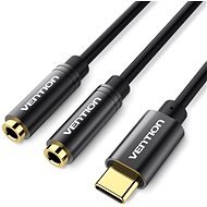 Vention Type-C (USB-C) to Dual 3.5mm Female Audio Cable 0.3m Black Metal Type - Átalakító