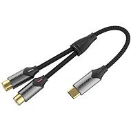Vention USB-C Male to 2-Female RCA Cable 0.5M Gray Aluminum Alloy Type - Audio-Kabel