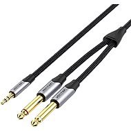 Vention Cotton Braided 3.5mm Male to 2*6.5mm Male Audio Cable 1M Gray Aluminum Alloy Type - Audio kábel
