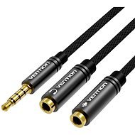 Vention Fabric Braided 3.5mm Male to 2x 3.5mm Female Stereo Splitter Cable, 0.3m, Black, Metal Type - AUX Cable