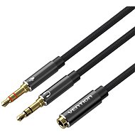 Vention Cotton Braided Dual 3.5mm TRS Male to 3.5mm Female Audio Cable 0.3M Black Aluminum Alloy Hea - AUX Cable