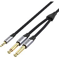 Vention Cotton Braided 3.5mm TRS Male to Dual 6.35mm Male Audio Cable 8M Gray Aluminum Alloy Type - AUX Cable