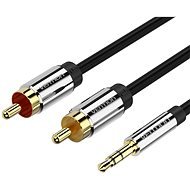 Vention 3.5mm Jack Male to 2x RCA Male Audio Cable, 0.5m, Black, Metal Type - AUX Cable