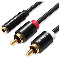 Vention 3.5mm Female to 2x RCA Male Audio Cable, 2m, Black, Metal Type - AUX Cable