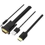 Vention HDMI to VGA Cable with Audio Output & USB Power Supply 3m Black - Videokábel