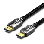 Vention Cotton Braided DP (DisplayPort) 2.0 10K Ultra Cable 1m Black Zinc Alloy Type - Videokábel