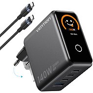 Vention 4-Port USB (C + C + C + A) GaN Charger (140W/140W/30W/22.5W) Foldable EU-Plug Dark Grey with - Wall Charger