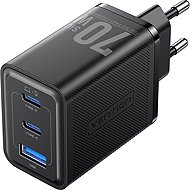 Vention 3-Port USB (C + C + A) SiC Charger (70W/70W/22,5W) EU-Plug Black - Wall Charger