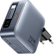 Vention 2-Port USB (C + C) GaN Charger (70W/70W) with USB-C to USB-C Cable EU-Plug Grey - Wall Charger