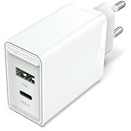 Vention 2-Port USB (A+C) Wall Charger (18W + 20W PD) White - AC Adapter