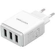 Vention Smart 3-Port USB Wall Charger 17W (3x 2.4A) White - AC Adapter