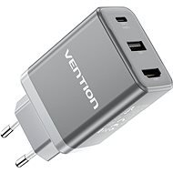 Vention USB-C + USB-A + HDMI GaN Laptop + Nintendo Switch Dock (60W / 5W / 4K@60Hz) Gray - AC Adapter