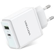 Vention USB-A Quick 3.0 18W + USB-C PD 20W Wall Charger White - Töltő adapter