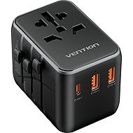 Vention 3-Port USB (C+A+A) Universal Travel Adapter (20W/18W/18W) Black - Travel Adapter