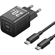 Vention 1-Port USB-C GaN Charger (20W) with USB-C to USB-C Cable (1M) EU-Plug Black - Wall Charger