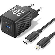 Vention 1-Port USB-C GaN Charger (20W) with USB-C to Lightning Cable (1M) EU-Plug Black - Wall Charger