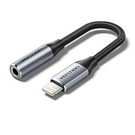 Vention Cotton Braided Lightning Male to 3.5MM Earphone JackAda pter 0.1M Gray Aluminum Alloy Type - Adapter