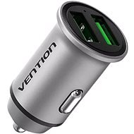 Vention Two-Port USB A+A(18/18) Car Charger Gray Mini Style Aluminium Alloy Type - Car Charger