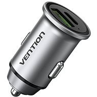 Vention Two-Port USB A+C (18W/20W) Car Charger Gray Mini Style Aluminium Alloy Type - Car Charger
