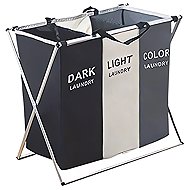 Verk 01942 Triple laundry basket 135 l, grey - Laundry Basket