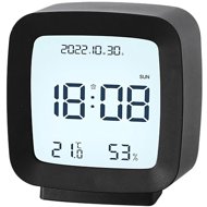 Verk 27441 Clock with thermometer and hygrometer, black - Table Clock