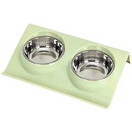 Verk 19318 Double dog bowl stainless steel, green - Dog Bowl