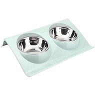 Verk 19318 Double dog bowl stainless steel, blue - Dog Bowl
