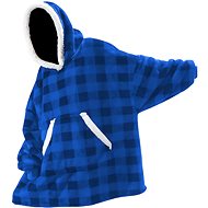 Verk 24558 TV hoodie, oversize, checked blue - Wearable Blanket