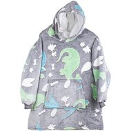 Verk 24305 Luminous plush hoodie with dinosaur hood - for children grey - Wearable Blanket