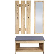 Kepser Wall hanger with mirror and bench, decor oak - Hall Set