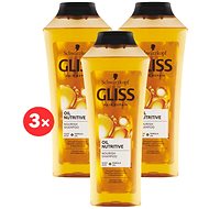 SCHWARZKOPF GLISS KUR Oil Nutritive Shampoo 3× 400ml - Shampoo