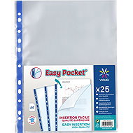 VIQUEL EasyPocket A4/65 micron, glossy, blue stripe - pack of 25 - Sheet Potector