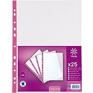 VIQUEL Lady A4/65 micron, glossy, pink stripe - pack of 25 - Sheet Potector