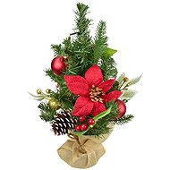 DOMMIO Tree with ponsettias with red and gold balls 10 × LED, 40 cm - Christmas Tree