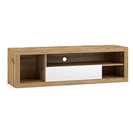 Tv stolek Ever v dekoru dub wotan, bílá barva - TV Table